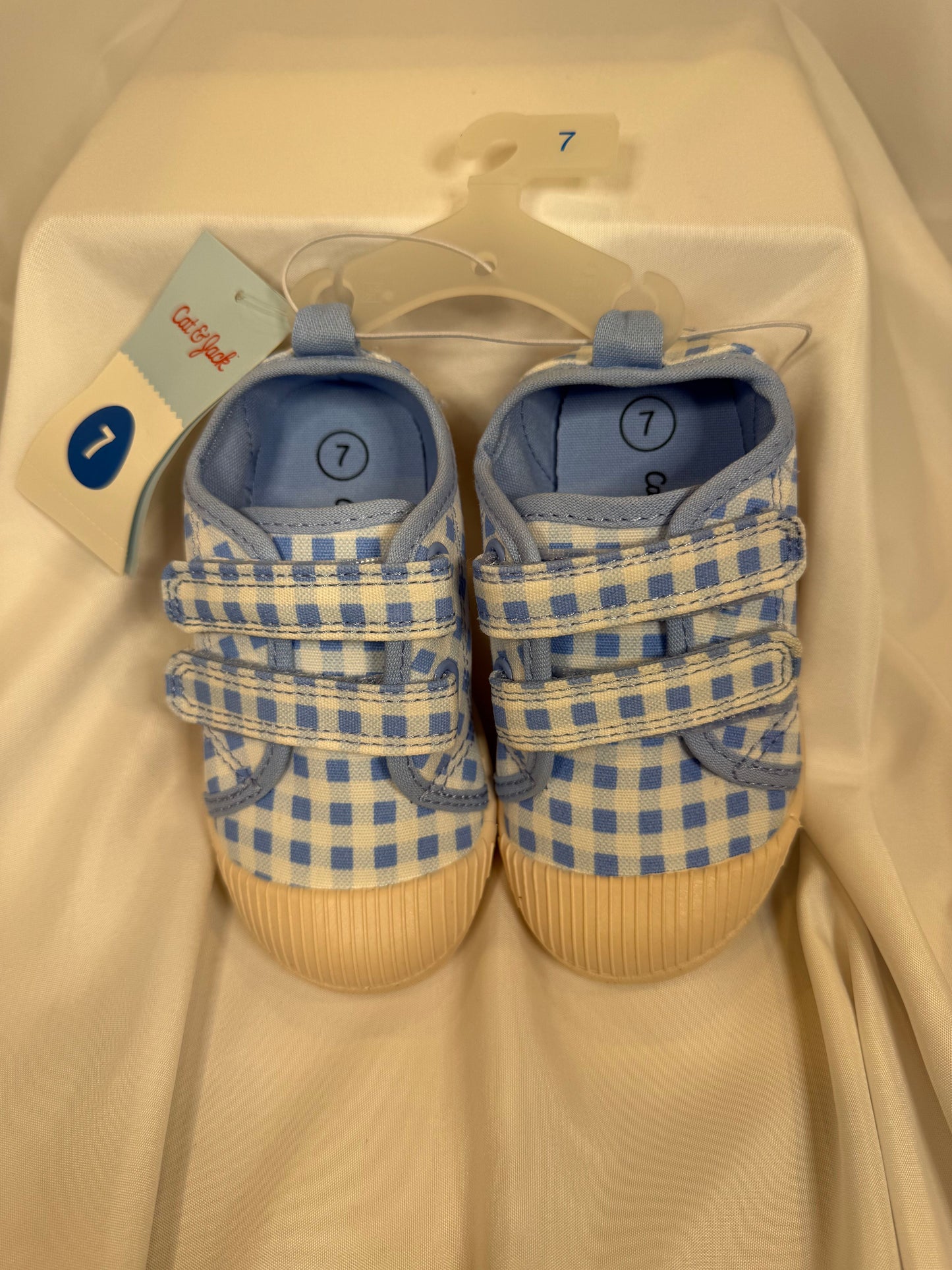 Cat & Jack - Plaid Blue Shoes Size 7 Toddler