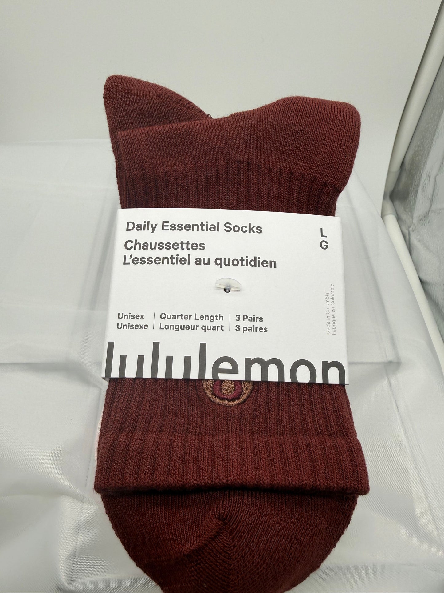 Daily Essentials Socks - Lg - Pink - Quarter Length
