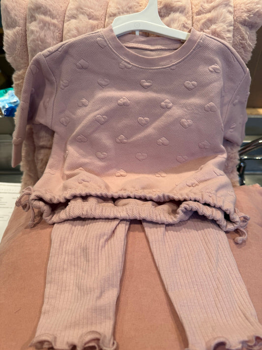 Carters - 2- Pc Pink Heart Outfit - 3 Mos