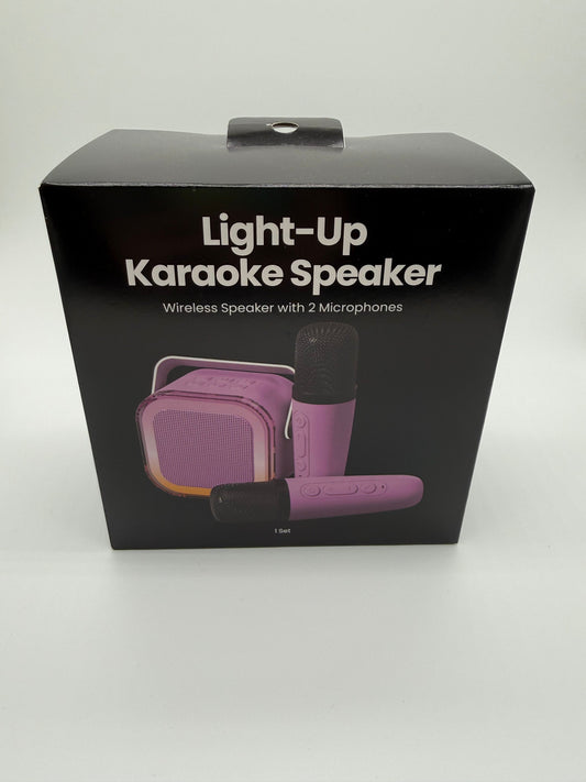 Gems Light-Up Karaoke Speaker Wireless Speaker with 2 Microphones- Pink
