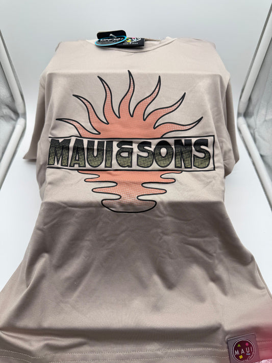 Maui & Sons Tan T-Shirt - Size Small UPF 50+